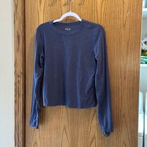 FLX Women's Long Sleeve Crewneck Top - Navy Heathered